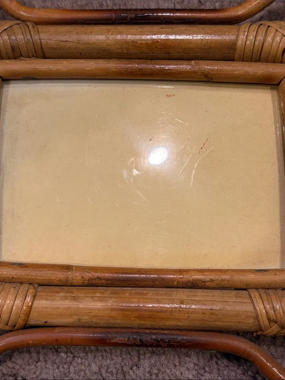 Vintage Mid Century Boho Bentwood Bamboo Rattan MCM Picture Frame Photo Decor
